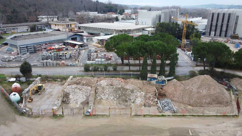 Centro recupero inerti di BigMat Arrighi e Brogi visto dall'alto